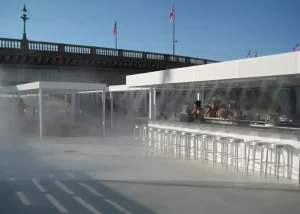 misting system at commercial complex